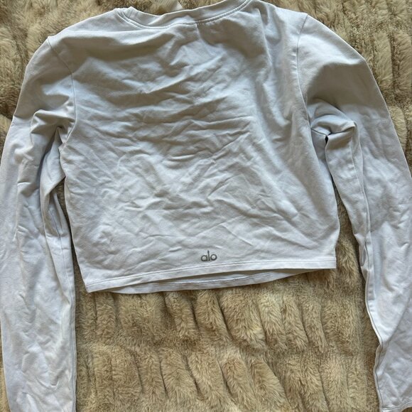 Alo Alosoft Crop Finesse Long Sleeve in White - Picture 5 of 5